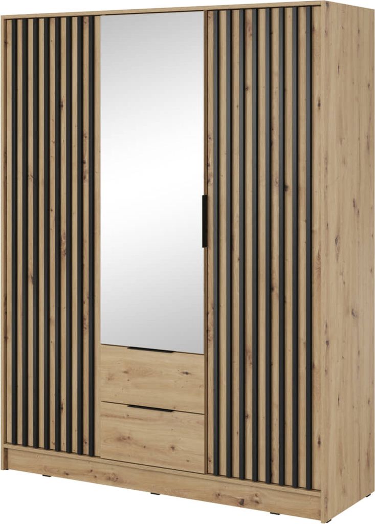 Kleiderschrank Spiegel Nelly 3D 155cm artisan eiche