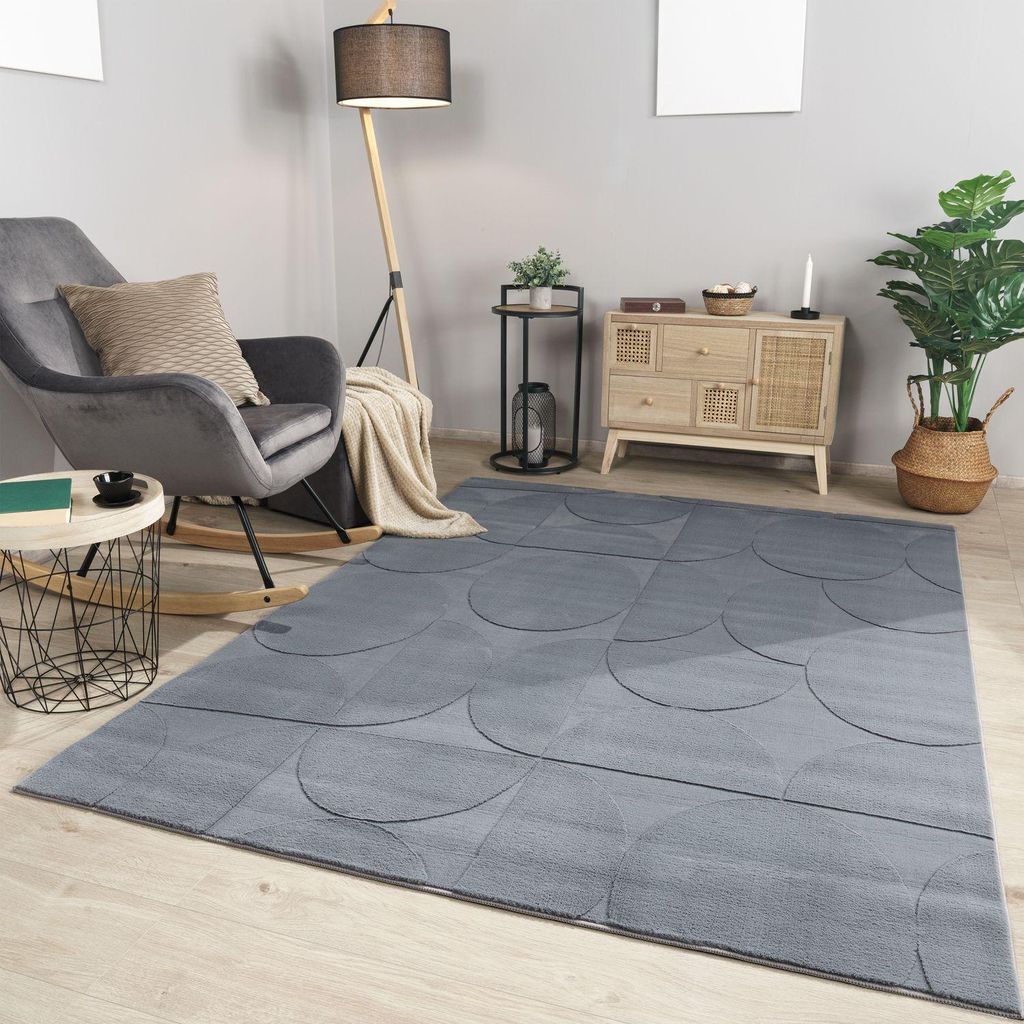 TT Home Wohnzimmer Teppich Esszimmer Kurzflor Geometrische Produktbild 