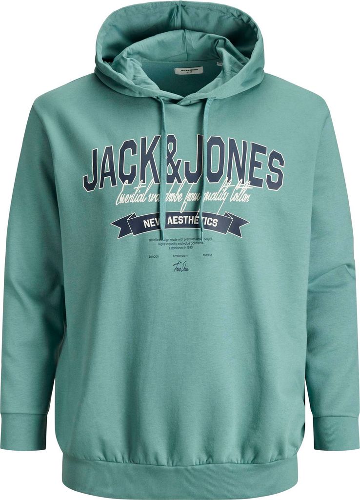Jack&Jones Übergrößen Hoodie blaugrün JJELOGO Print