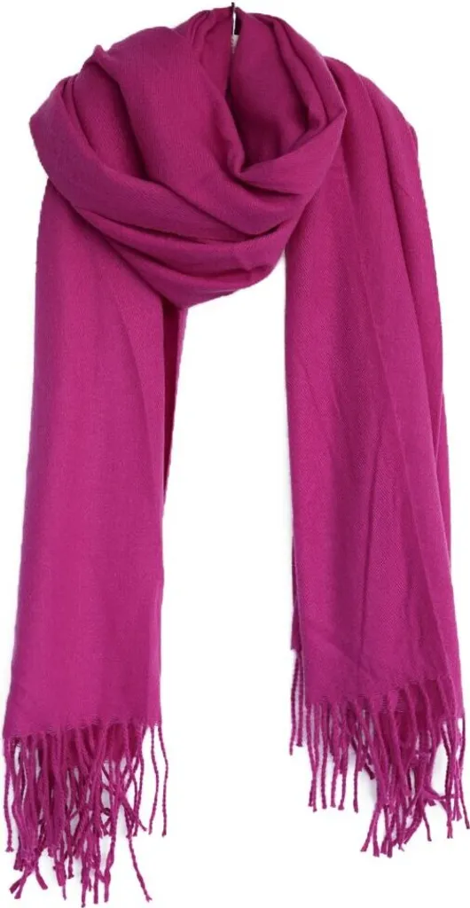 Sciarpa elegante con frange - sciarpa da donna 75x180 cm Fucsia