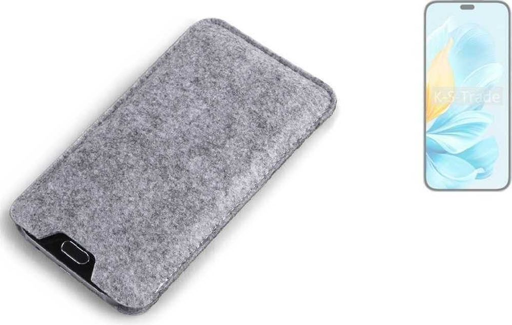 K-S-Trade Filz Handyhülle kompatibel mit Honor 200 Lite Schutzhülle Filztasche Filz Tasche Case Sleeve Handy Hülle Filzhülle grau