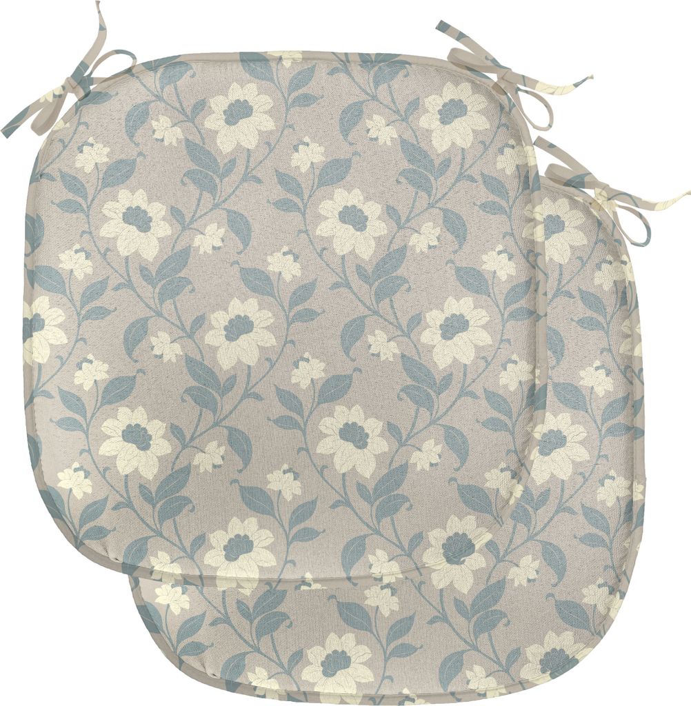 ABAKUHAUS Blumen Polster für Esszimmerstühle, Blühendes weibliches Design, Dekoratives wasserfestes Kissen mit Riemen für Küchensitze, 40 cm x...