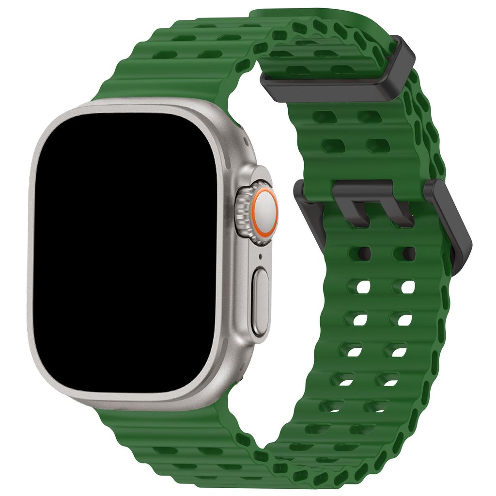 FFO2World Ocean Sport Band - Kompatibel mit Apple Watch 49mm 46mm 45mm 44mm 42mm - Grasgrün - Atmungsaktives, weiches Silikonband für Männer & F...