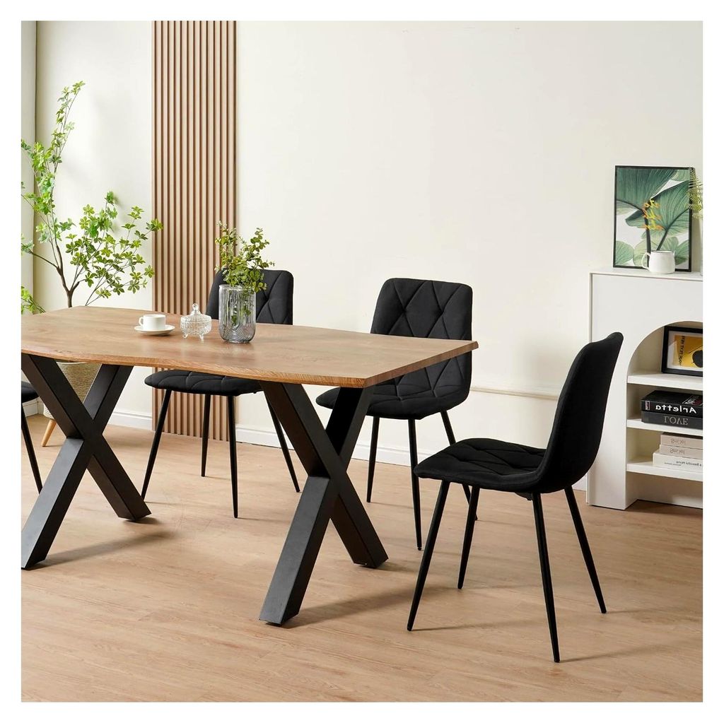 Esszimmerstuhl Dora mit Samtbezug, 4er Set Anthrazit, Vintage Design, belastbar bis 110 kg, Polsterstuhl für Esszimmer oder Esstisch