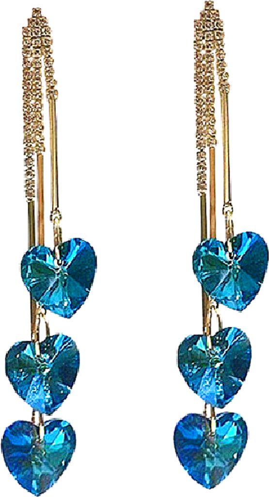 1 Paar Damen-Ohrringe, trendige Strass-Intarsien, Geschenk, Kunstkristall-Quaste, baumelnde Damen-Ohrringe für Hochzeit-Blau