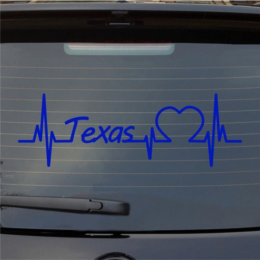 Heckscheibenaufkleber Texas Herzschlag Puls Staat State USA Liebe 55x18 cm Dunkelblau Auto Aufkleber Sticker