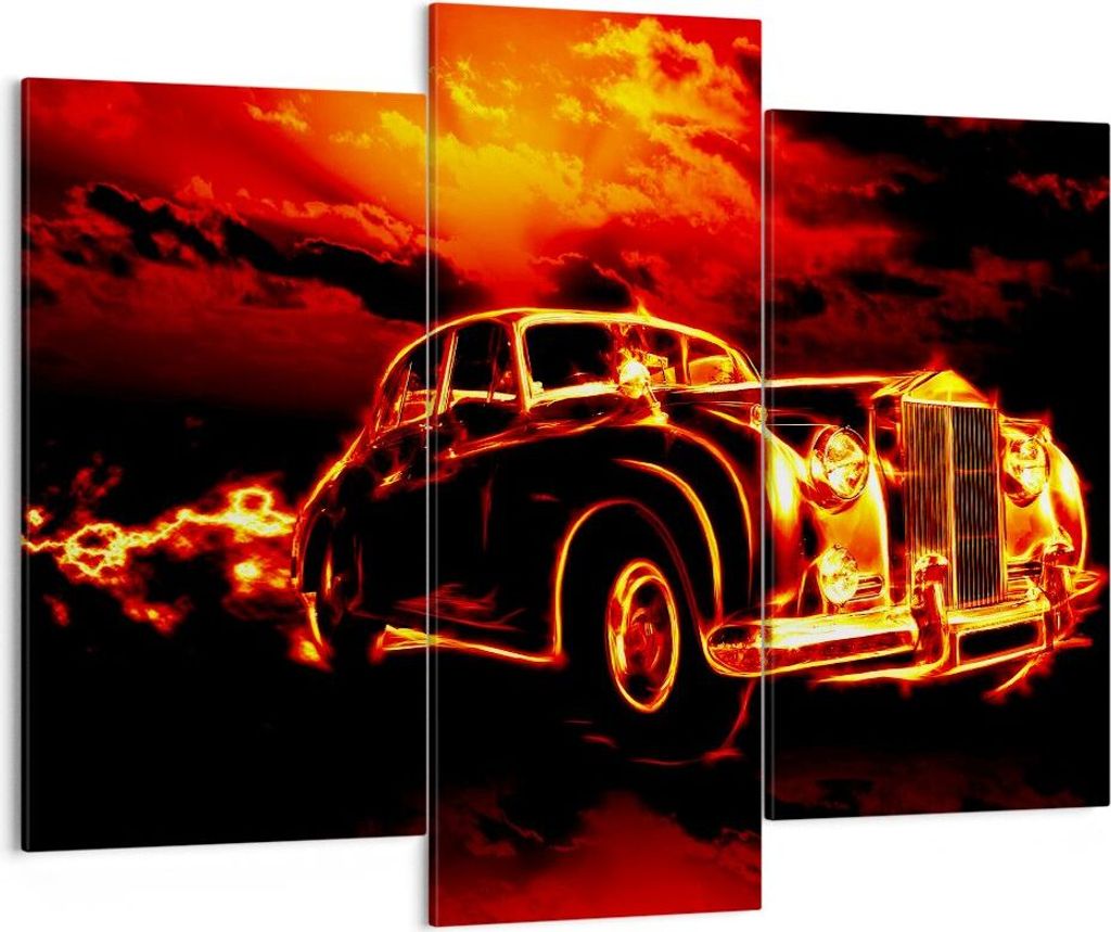 Bild auf Leinwand - Leinwandbild - Vögel Brücke Gebäude Auto - 130x100cm - Wand Bild - Wanddeko - Leinwanddruck - Bilder - Kunstdruck - Wanddeko...