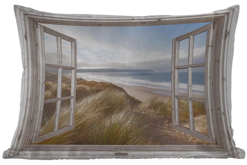 MuchoWow® Outdoor Kissen - Durchblick - Strand - Meer - Produktbild 