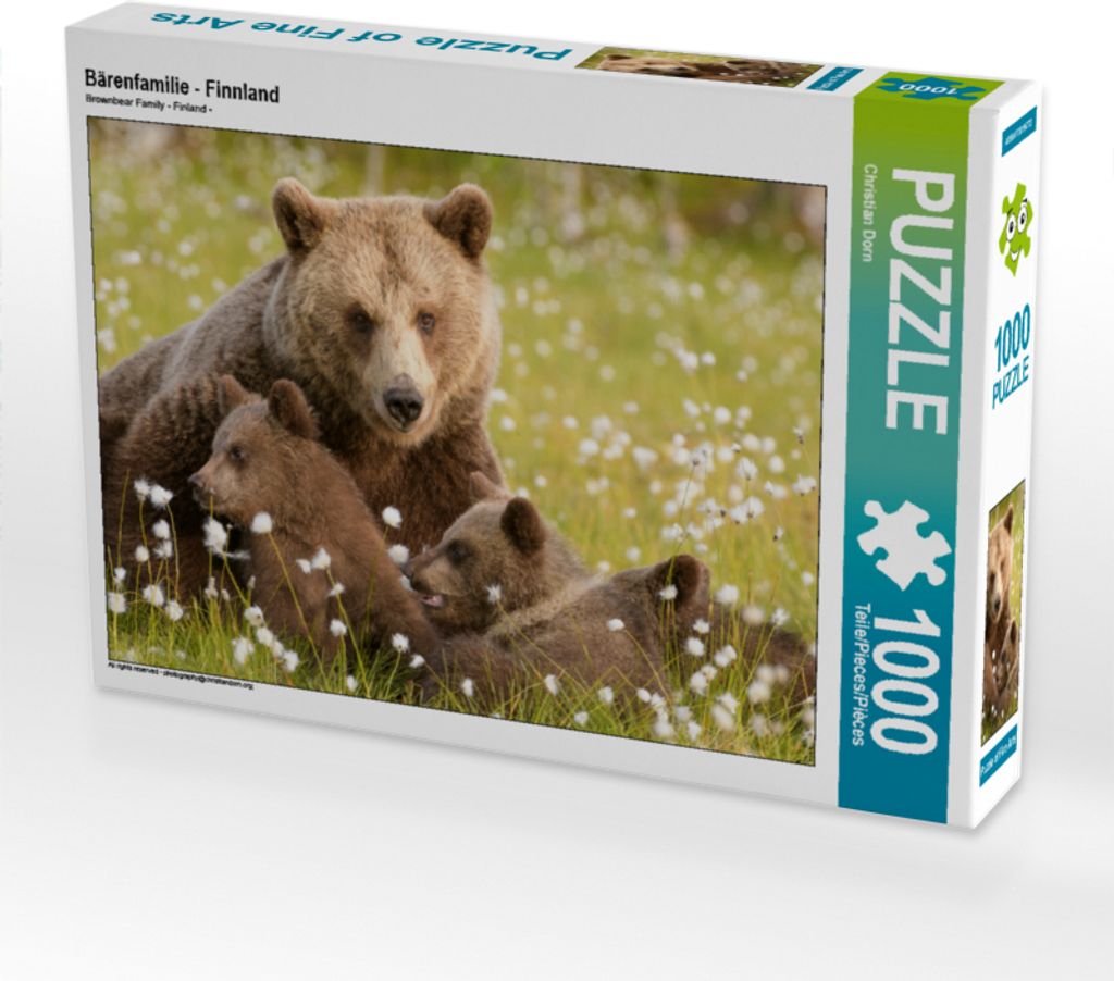 CALVENDO Puzzle Bärenfamilie - Finnland 1000 Teile Puzzle quer | 1000 Teile Lege-Größe 64x48cm Foto-Puzzle für glückliche Stunden