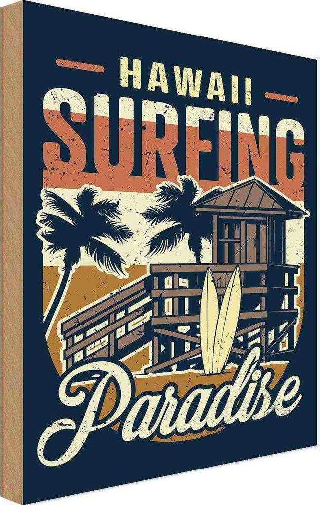 vianmo Holzschild 18x12 cm Hawaii Surfing Paradise Dekoration