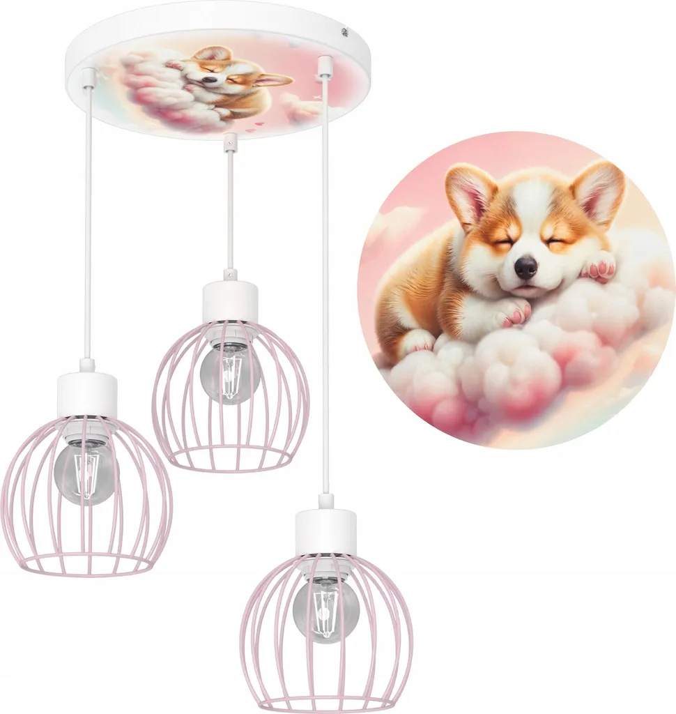 Lampe de chevet enfant chien suspendu - Luminaire LED E27 artisanal