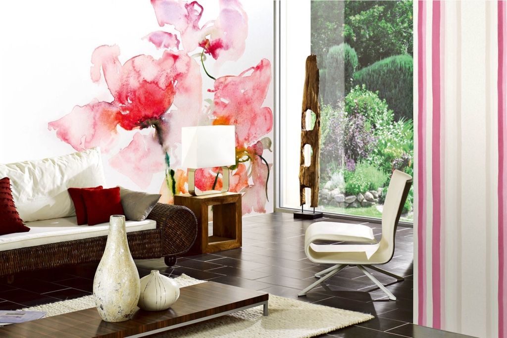 Vlies Fototapete AQUARELLBLUMEN 375 x 250 cm (inkl. Kleister) - Vlies Tapete, Wandtapete, Wandbilder - Tapete für Wohnzimmer Schlafzimmer, Büro, ...