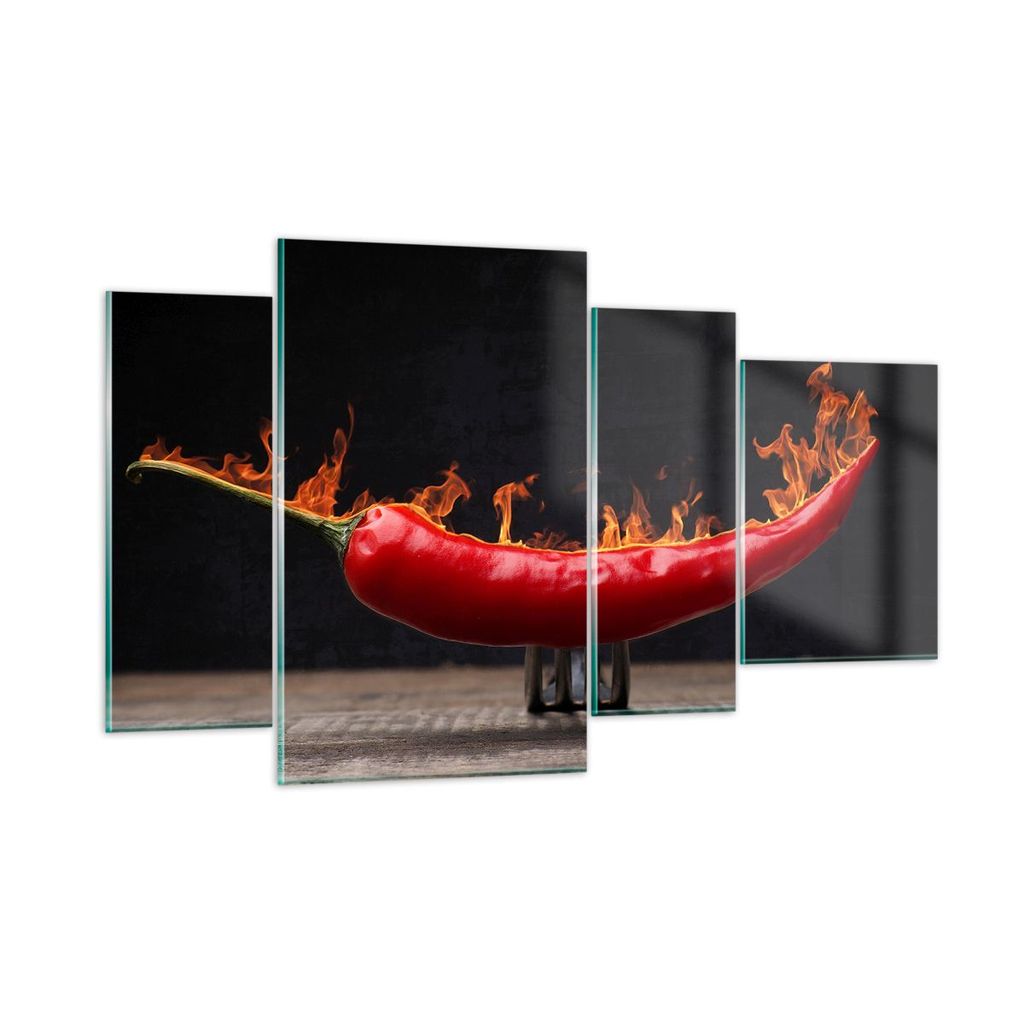Bilder auf glas - Chili Paprika Bio Landwirtschaft - 120x70cm - Glasbilder - Wandbilder - Kunstdruck - zum Aufhängen bereit - Wanddekoration aus G...