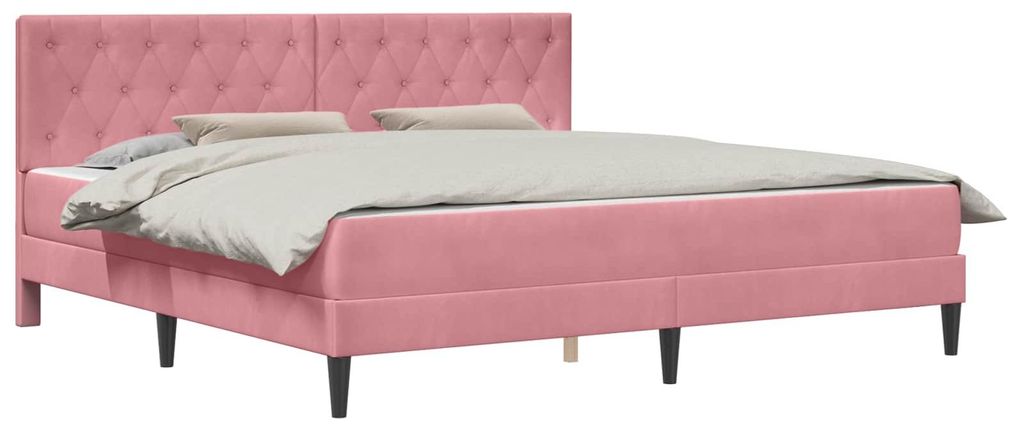 Bettgestell mit Matratze mit Kopfteil Rosa 200 x 200 cm Samt