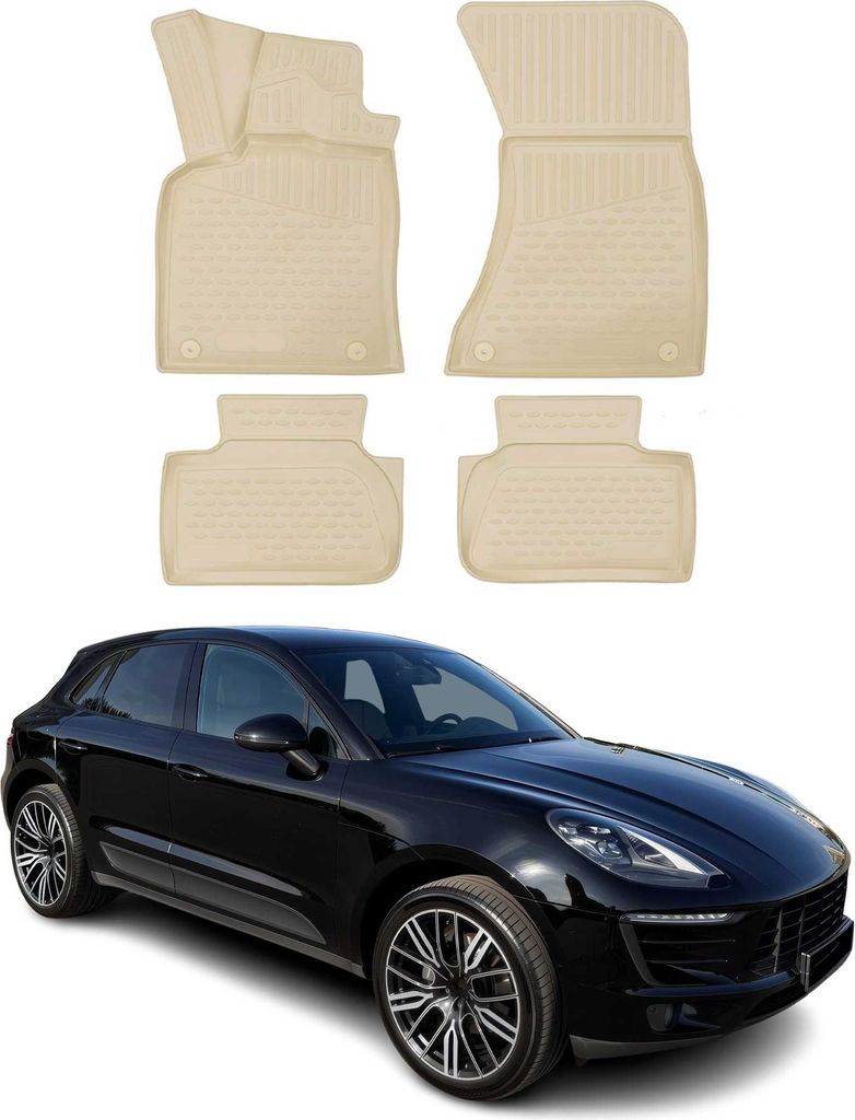 OMAC Gummimatten Fußmatten für Porsche Macan 2014-2018 TPE Automatten Beige 4x
