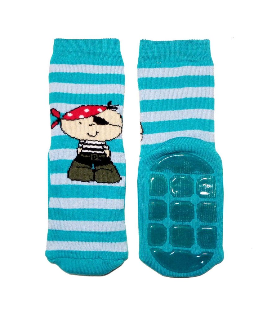 Kinder ABS-Socken aus Baumwolle Ferne Reise Seegrün Lustiger Pirat Größe 27-30