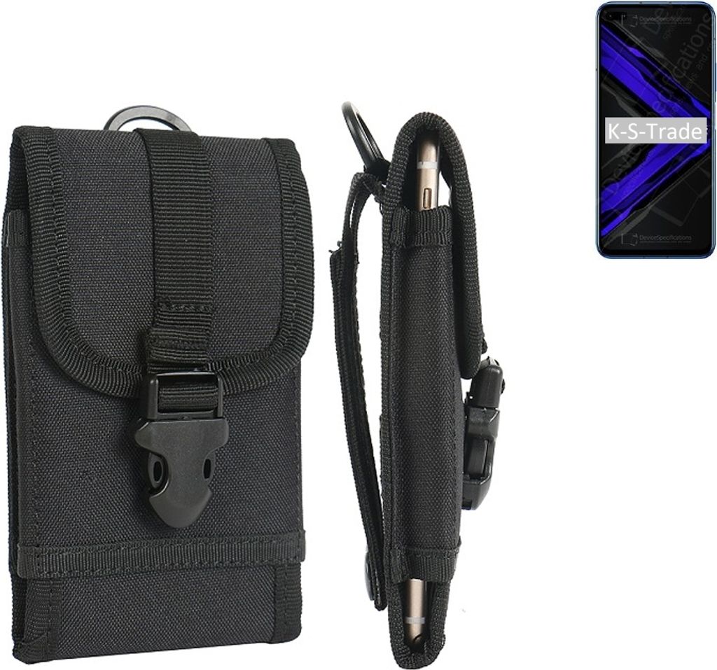 K-S-Trade Holster Handy Hülle kompatibel mit Huawei Honor Play 4 Pro Holster Handytasche Gürtel Tasche Schutz Hülle Robust Outdoor schwarz