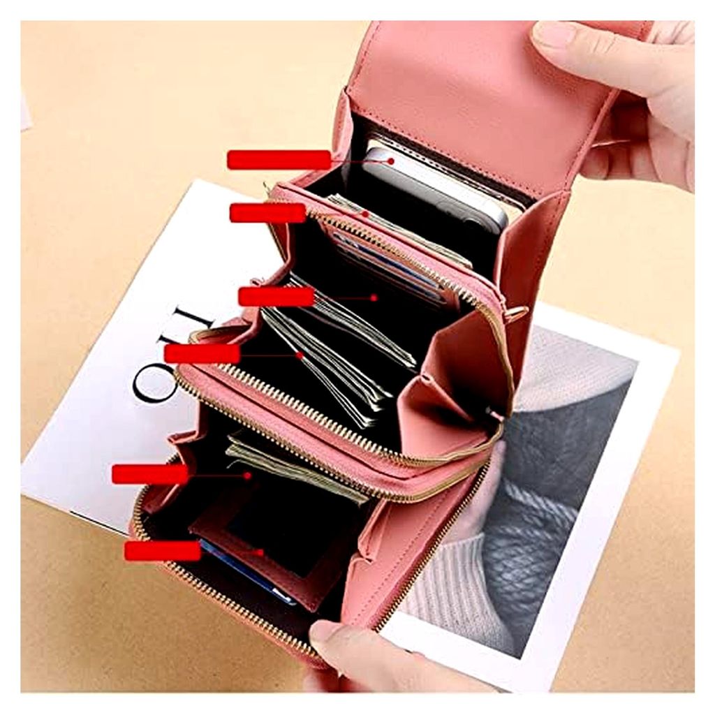 Damen Geldbörsen Groß Schwarz Umhängetasche Umhängetasche Brieftasche Für Impfausweis