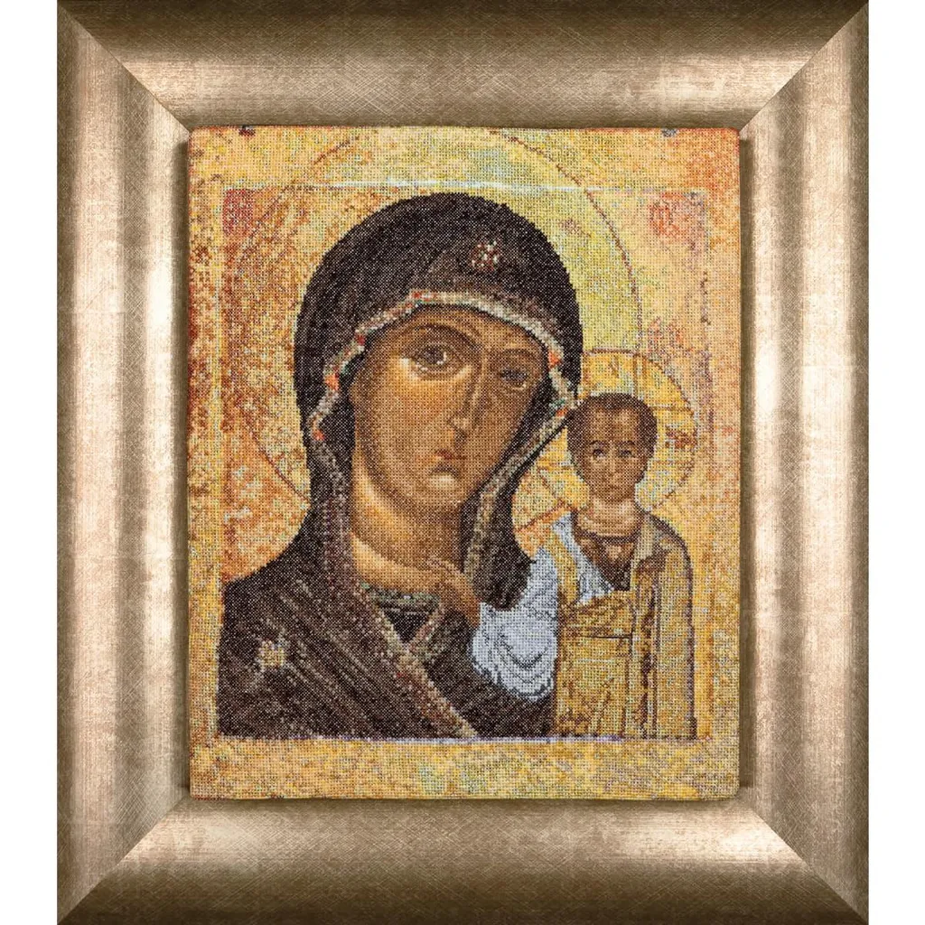 Broderie Point de Croix Icône de Kazan 25x30cm : Kit complet toile Aida
