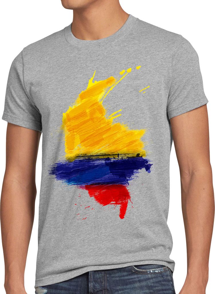BaumwolleCloud Flagge Kolumbien Herren T-Shirt Fußball Sport Colombia WM EM Fahne
