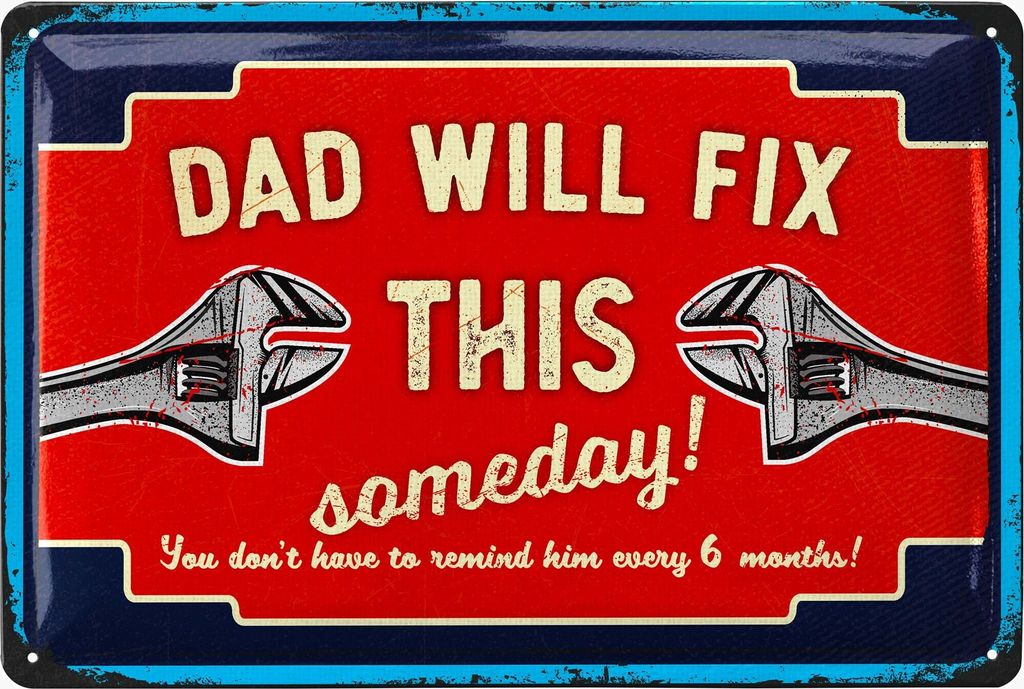 LANOLU Retro Blechschild Dads Garage, Papas Service Schild für Papas Werkstatt als Vatertagsgeschenk für Papa 20x30cm