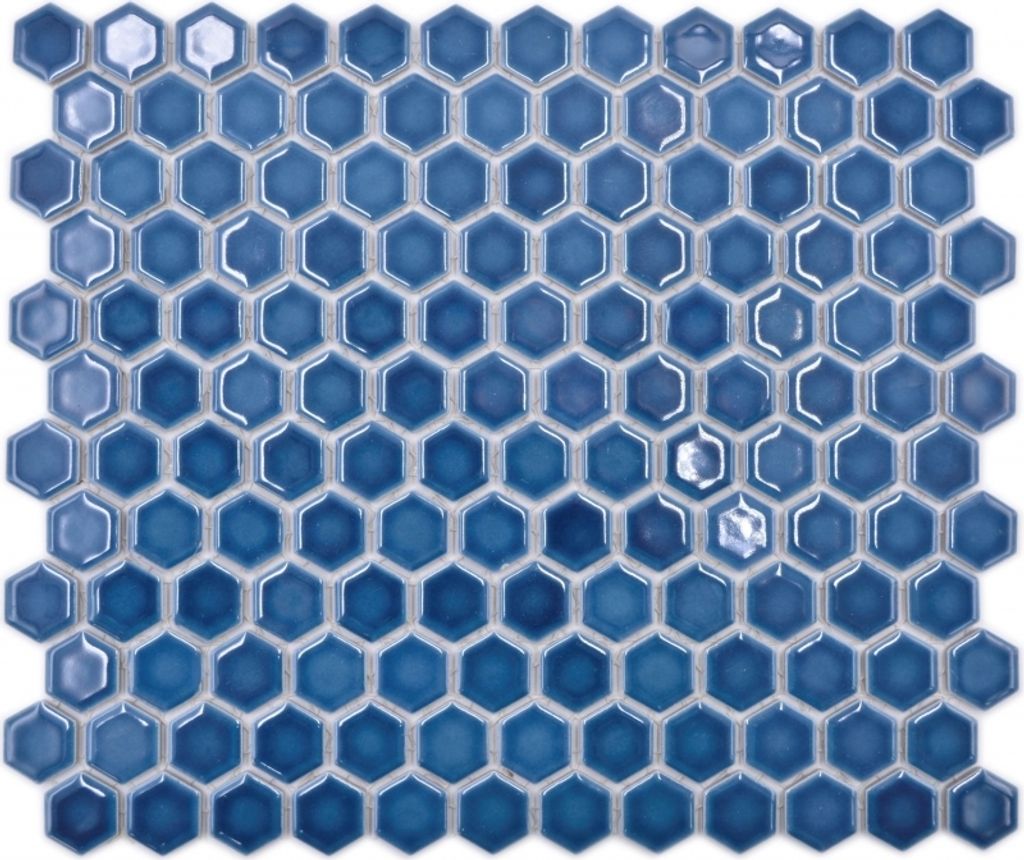 Keramik Mosaik Hexagon blaugrün glänzend Mosaikfliese Wand Fliesenspiegel Küche Bad