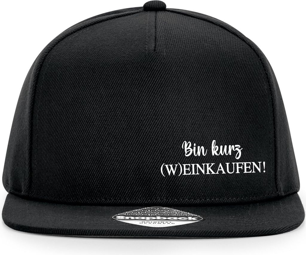 Huuraa Cappy Mütze Bin kurz (W)Einkaufen Schriftzug Black Polyester Snapback Kappe Geschenkidee