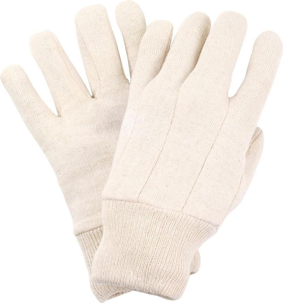 NITRAS Baumwoll-Jersey-Handschuhe, naturfarben (Farbcode: 1600), innen aufgeraut, Strickbund, Damengröß| Packung (12 Paare)