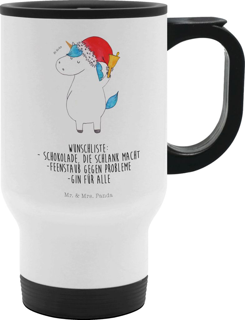 Mr. & Mrs. Panda Edelstahlbecher Einhorn Weihnachtsmann - Weiß - Geschenk, Nikolaus, thermosbecher, Kaffee-Thermobecher, Gin, Thermobecher To Go, ...