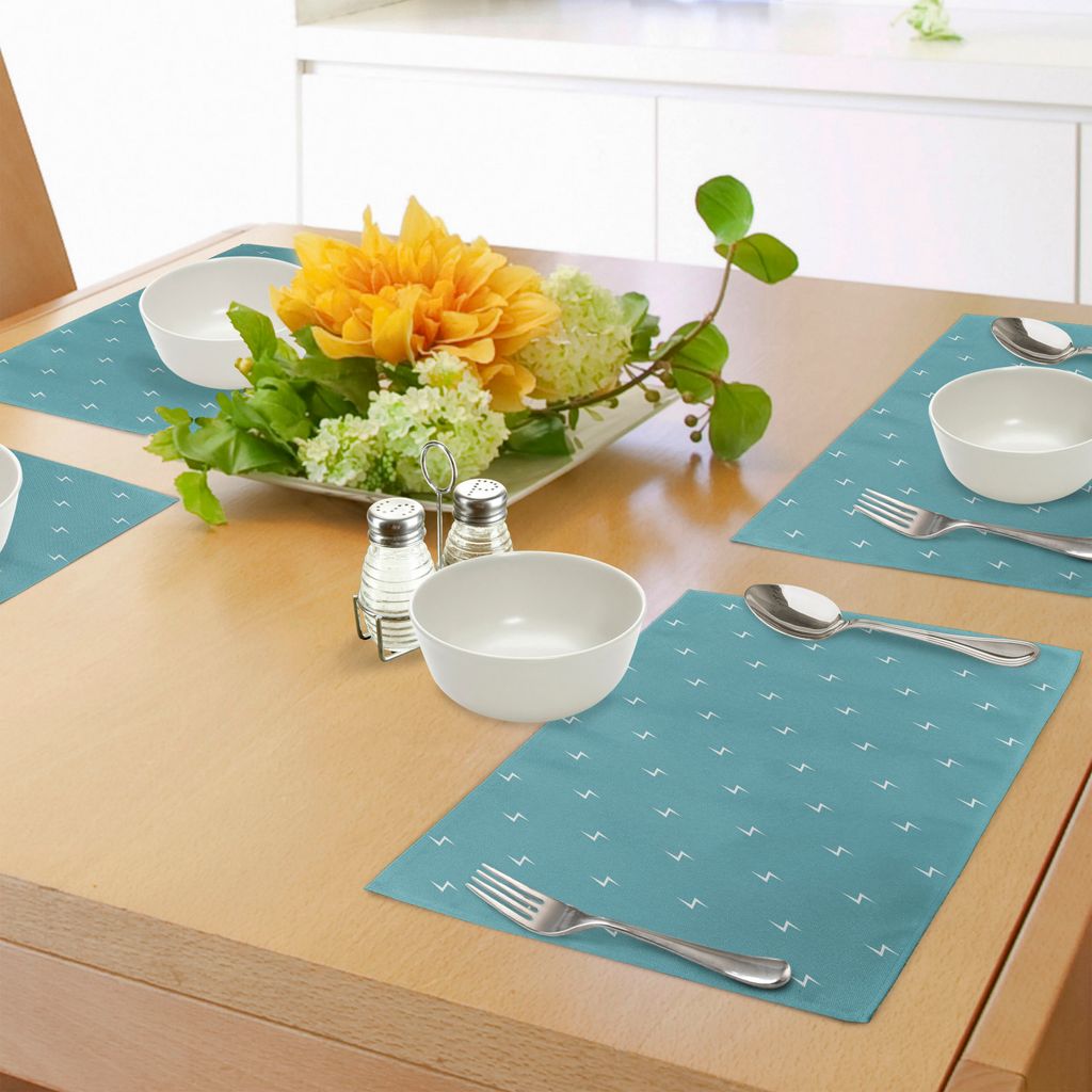 ABAKUHAUS Blau und weiß Platzmatten, Einfacher minimalistischer Entwurf mit Pfeilen des Donners auf Pastellhintergrund, Tiscjdeco aus Farbfesten S...