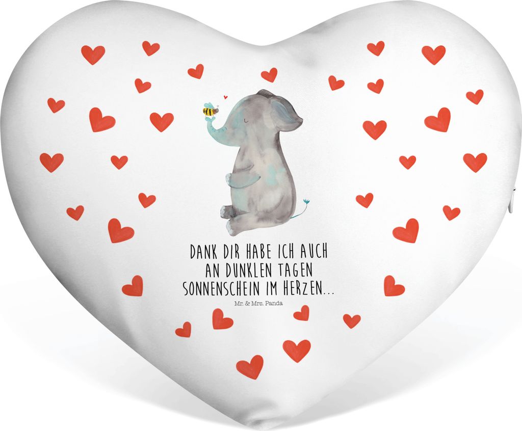 Mr. & Mrs. Panda Sofakissen Elefant Biene - Weiß - Geschenk, Liebe, Kuschelkissen, Herzkissen, dekoartikel, Herz Kissen, Dekokissen, Liebesspruch,...