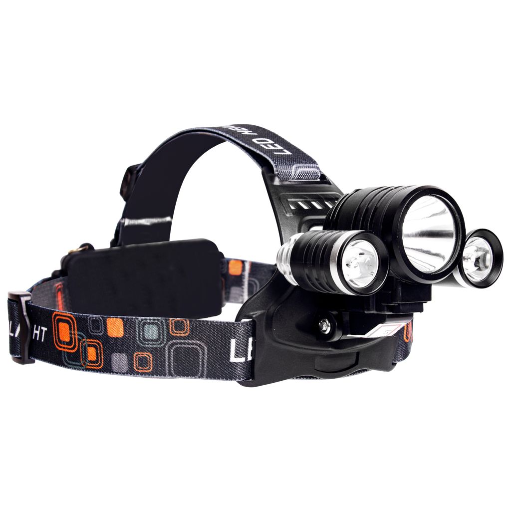 LED Stirnlampe 5W T6 CREE 450lm + 3W 2XPE CREE 80lm 6000K Kaltweiß IPX2 USB Aufladbar Schwarz Rot