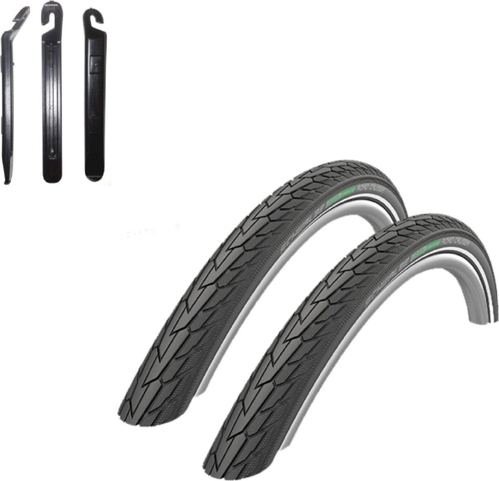 2 x Schwalbe Road Cruiser Fahrradreifen Schwarz 47-559 (26 x 1,75) inkl. Reifenheber