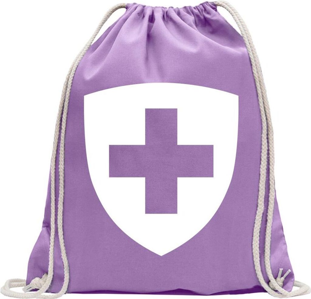 Kiwistar - Turnbeutel - lavendel - Schweiz Wappen - Fun Rucksack Sport Beutel Gymsack Baumwolle mit Ziehgurt
