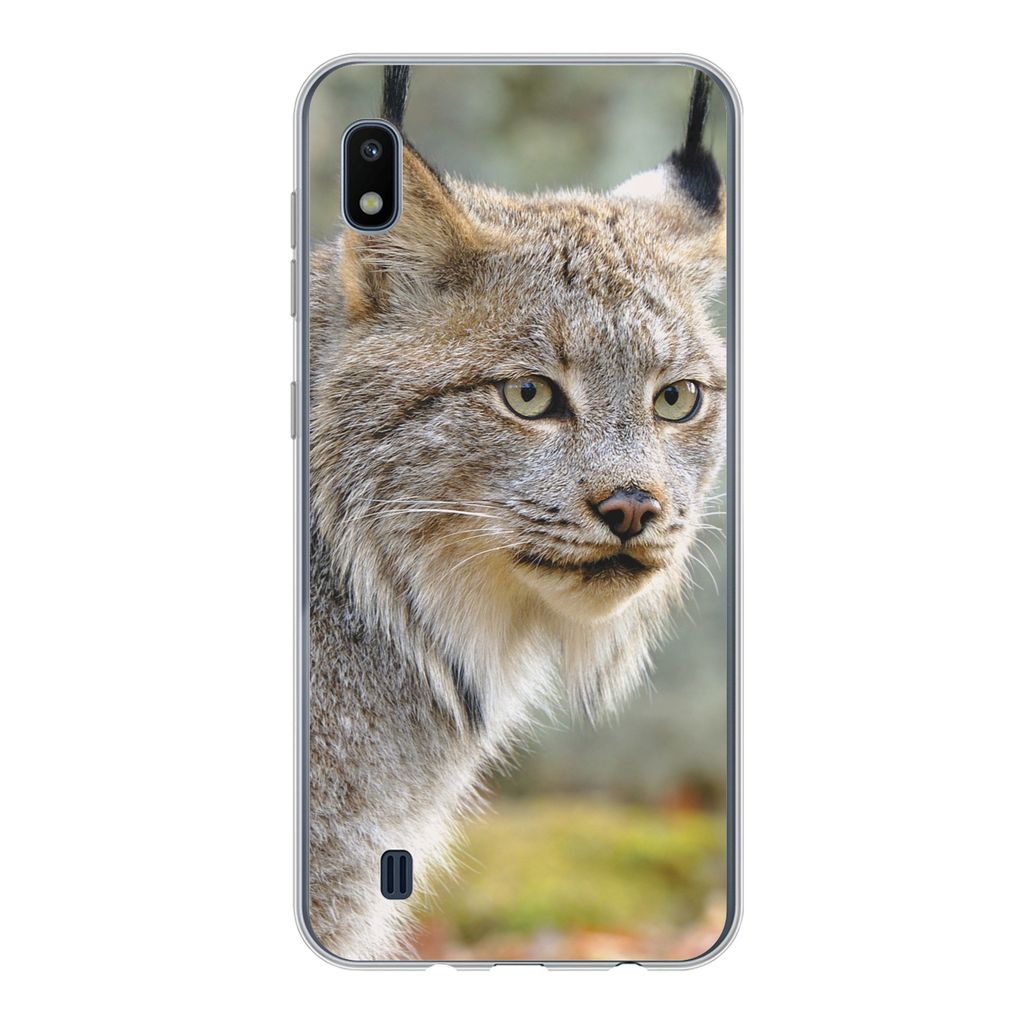 MuchoWow Handyhülle Schutzhülle Hülle für Samsung Galaxy A10 Luchs - Wald - Grau Silikon Softcase Handy Hülle - Schutzhülle