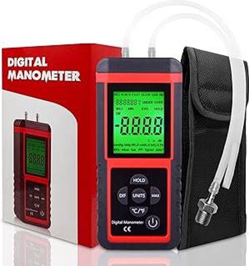 Ehdis Digital Manometer Luftdruck-Messgerät mit 32-Bit MCU 24-BitADC mit hoher Genauigkeit 12 Einheiten Speichern oder Halten
