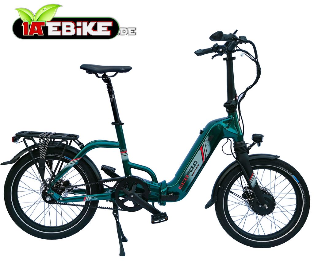 20 Zoll ECOFOLD BFF300 E-bike 3-Gang Automatik Carbon-Riemen BaFang Frontmotor 250W 562Wh Faltrad Klapprad grün