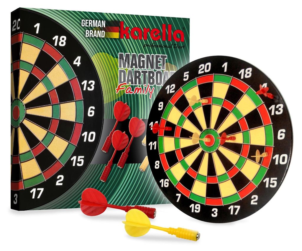 Karella Magnet Dartboard Family, magnetische Dartscheibe, Zielscheibe Ø 40 cm, Safety Dartspiel für Kinder und Erwachsene, hohe Magnetkraft, inkl...