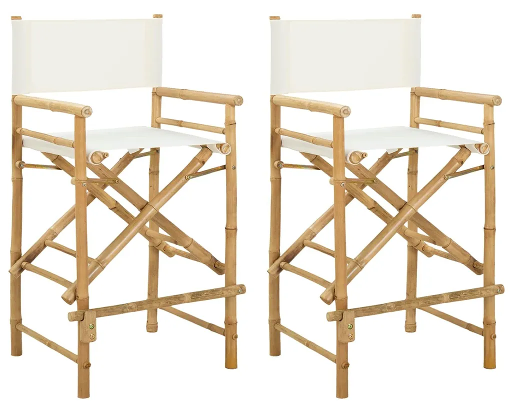 Chaise de bar pliable en bambou lot de 2 - Idéal pour balcon et jardin