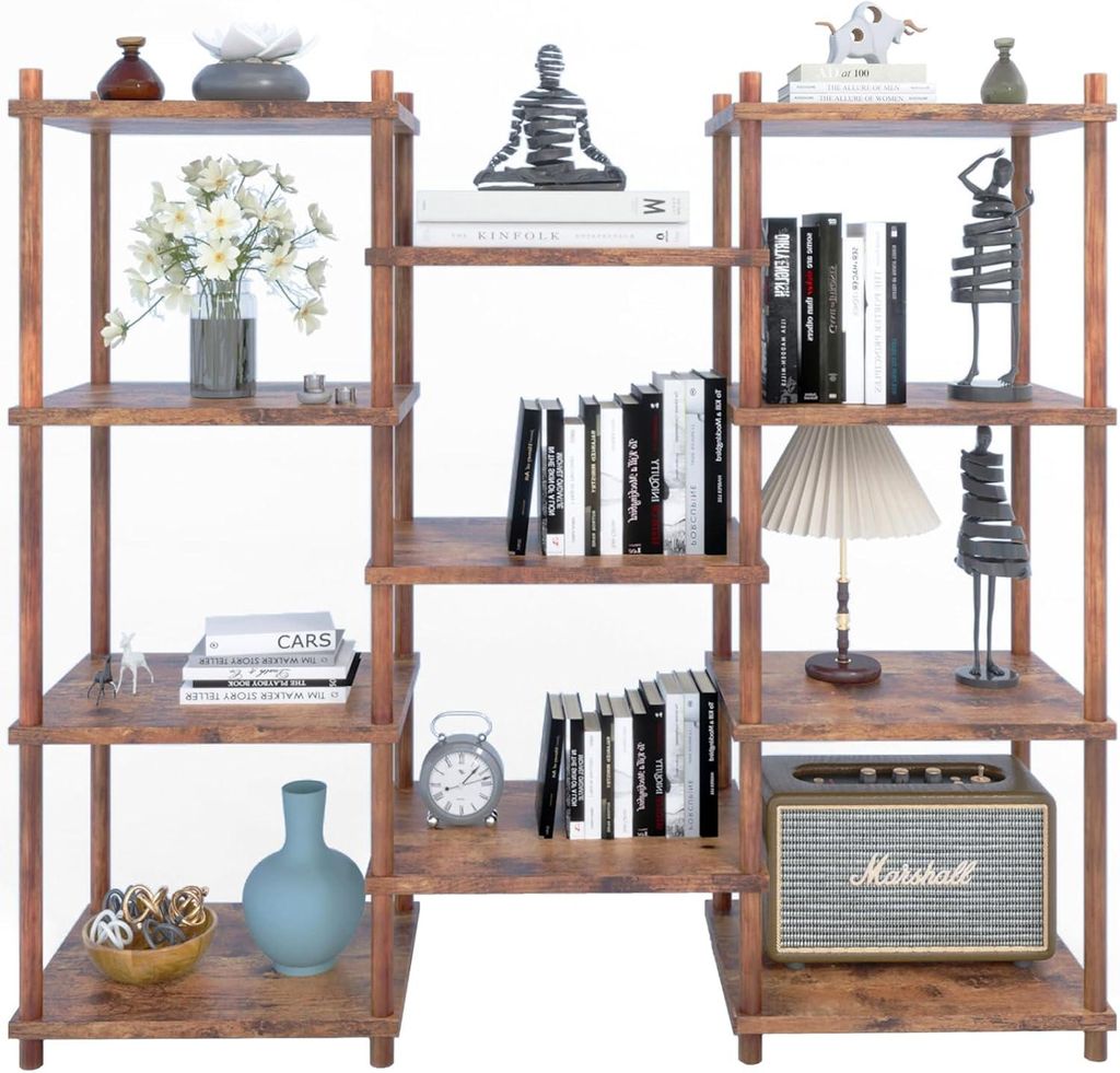 Bücherregal Schrank Bücherregal Offen Stabil Retro Rustikal Groß Braun