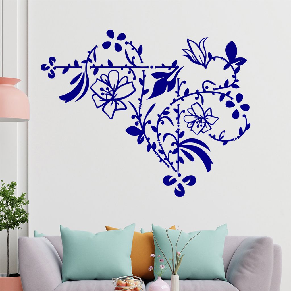 Blumenranke - Linien Wandtattoo in 6 Größen - Wandaufkleber Wall Sticker - Dekoration, Küche, Wohnzimmer, Schlafzimmer, Badezimmer