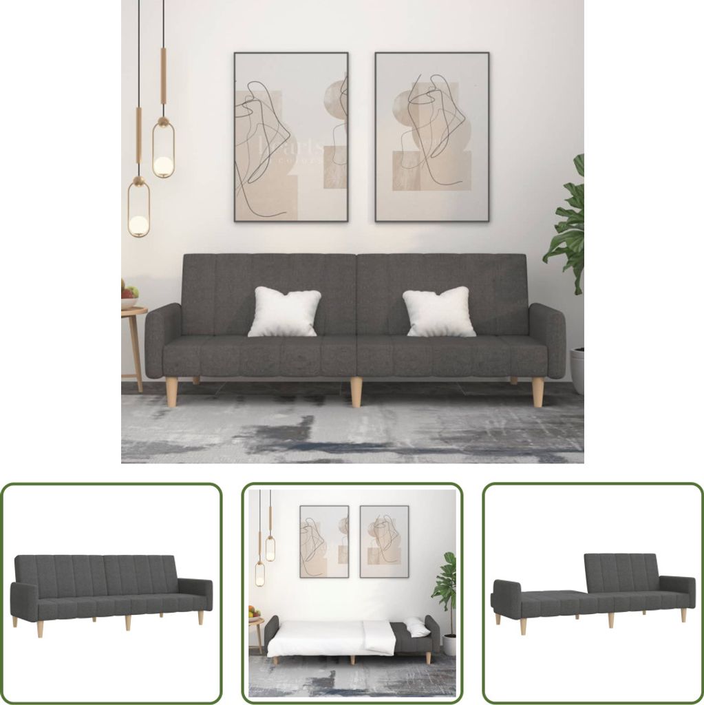 The Living Store Schlafsofa 2-Sitzer Dunkelgrau Stoff