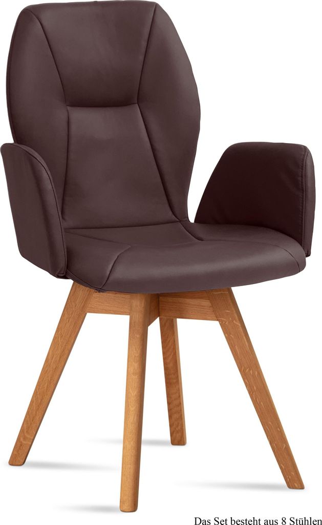 Armlehnstuhl drehbar (8er-Set) Draia 58x92x60 Eiche geölt/Braun