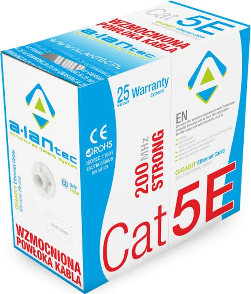 Câble réseau Alantec KIU5STR305 Cat5e U/UTP Gris en bobine de 305m