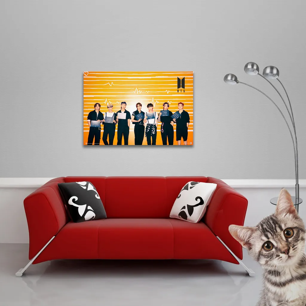 Poster BTS Police Dept avec 2 Baguettes de Suspension Bois Noir 92 cm