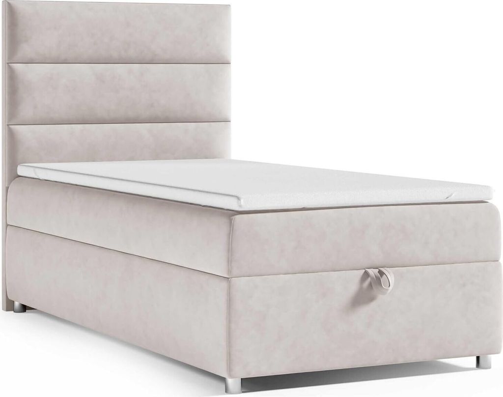 Boxspringbett mit Bettkasten Trinity K-4 SINGLE Bonellfederkern inkl. Topper, mit Lieferung 80x200-CREME