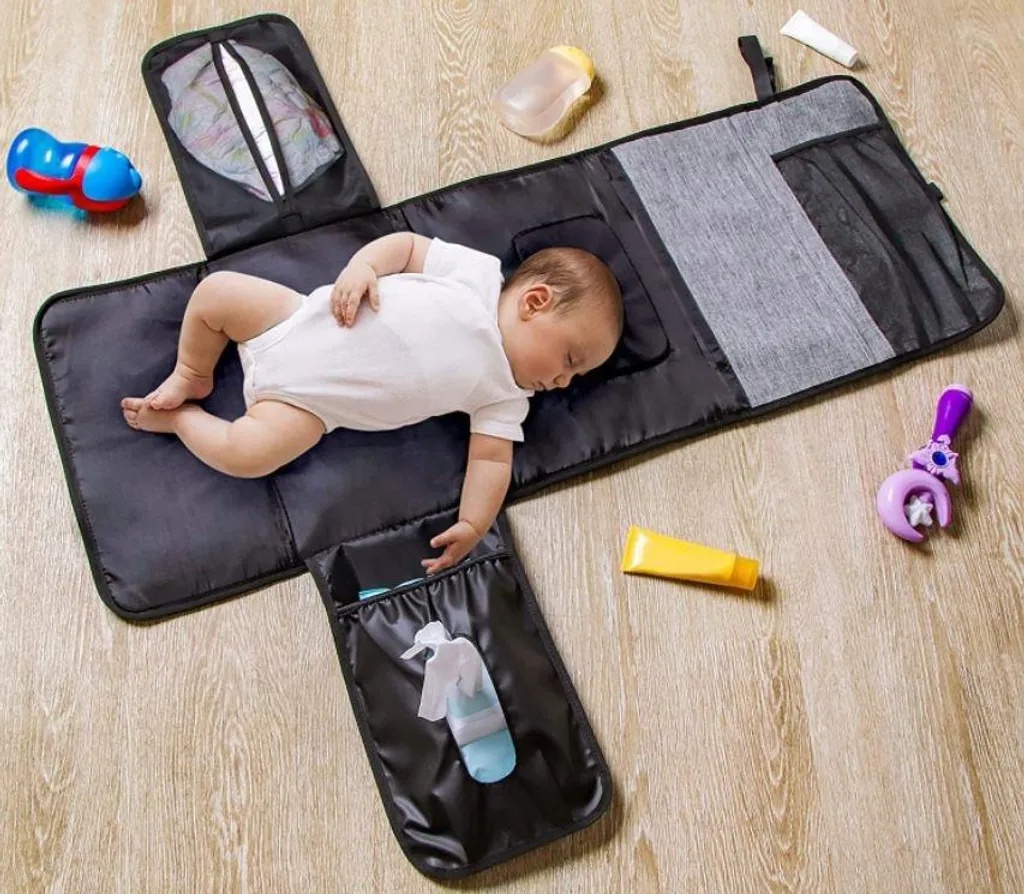 Matelas à Langer Organizer Convertible Gris pour Table à Langer Bébé - 14