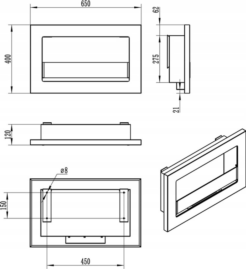 Bioetanolový krb SLIM 650x400mm čierny so sklom. Etanolový Obrázok produktu 11