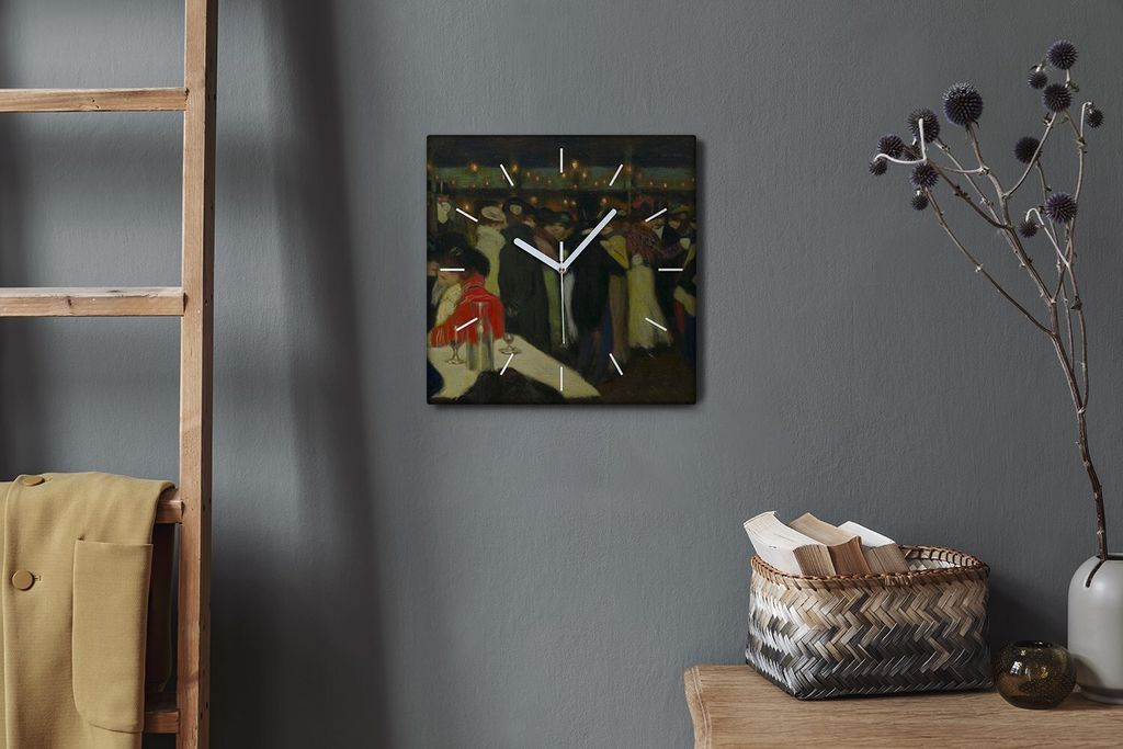Coloray Hodiny Unikátní 30x30 cm Tiché hodiny Pro obývací pokoj a kuchyň Nástěnné hodiny Plátno Bílé ručičky hodin - Moulin de la Gal...