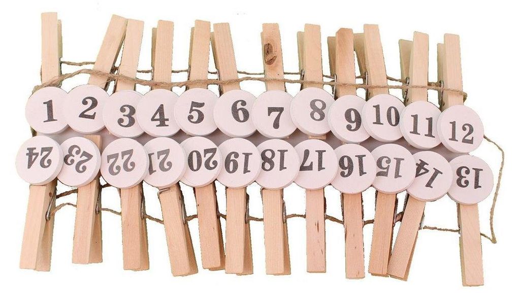 Adventskalender 01 Bastelset 24 tlg.Deko Klammern mit Produktbild 